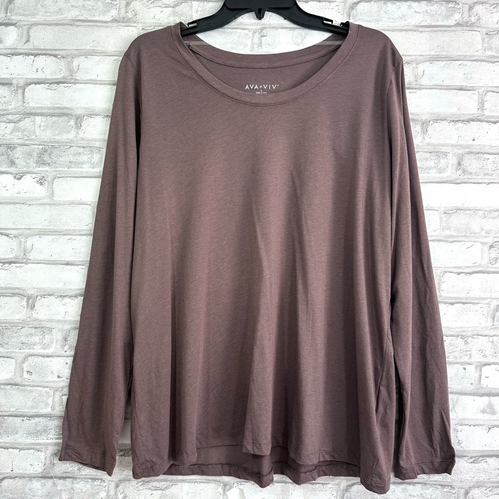Ava & Viv Women’s Plus Size Greyish Brown Long Sleeve Shirt - NWT